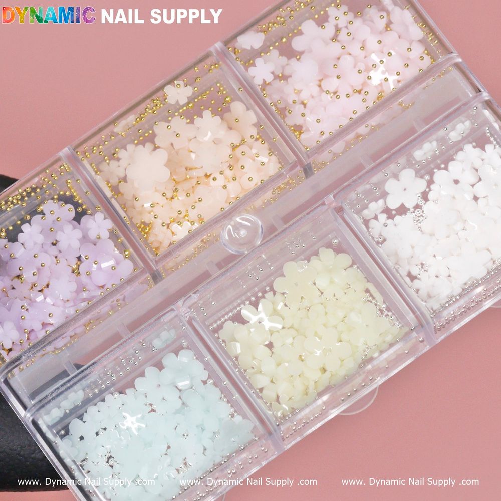pastel 3D resin flower nail sequins - 3